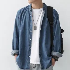 남자 베이직 데님 셔츠 여름 긴팔 청남방 진청 연청 남성셔츠 데님셔츠