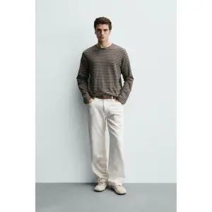 ZARA 워싱 스트라이프 티셔츠 - 그린 / 블루