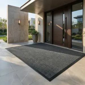 차고 및 양문용 1CrossGo 3 x 10피트 엑스트라 롱 입구 매트 튼튼한 실내 실외 도어 높은 교통 오염 습기