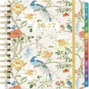 플래너 2026-2027 - 주간 및 월간 2026년 7월 2027년 6월 6.3 x 8.4 컬러풀 탭 이너 포켓 프리미엄 페이퍼