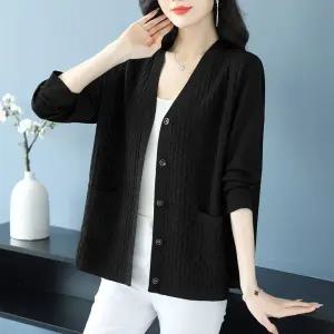 EAMT 여사친 니트 봄 카디건 빅사이즈 브이넥 쿨링 얇은 YJ1