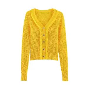 EAMT 봄 여성용 니트 스트리트 상의 카디건 브이넥 긴팔 YJ1