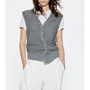 EAMT 여자 니트 봄여름 톱 브이넥 카디건 얇은 언밸런스 YJ2