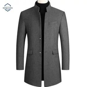 차이나칼라 남성 면 코트 하프 정장 가을 트렌치코트