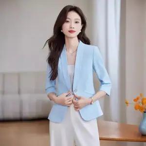 EAMT 여사친 캐주얼 얇은 자켓 코트 봄여름 노카라 상의 정장 칠부 EUNG2