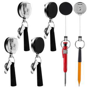 [미국배송] 4팩 35인치 스틸 와이어 헤비 듀티 접이식 풀 펜 홀더 유연한 실리콘 홀더 및 금속 클립으로 목수 간호사 건설 작업자 웨이트스태프에게 이상적입니다