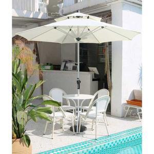 화이트 라탄 테이블 블랙 루프탑 세트 파라솔 창가 의자 4인