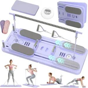 라졸로아 5 in 1 필라테스 보드 저항 밴드가 있는 접이식 리포머 세트 휴대용 슬라이딩 홈 운동용 트레이너