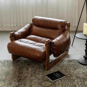 빈티지 1인 소파 가죽 싱글 복고풍 거실 안락의자 인테리어 럭셔리