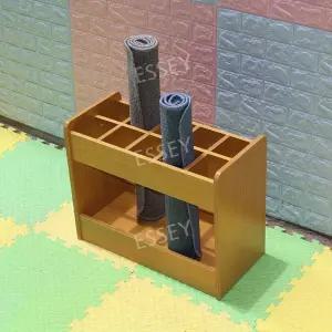 요가 이동식 매트 정리대 수납장 필라테스 랙 우드 원목 수납랙 거치대 폼롤러