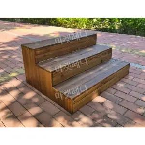 실외 나무 등받이 벤치 계단 의자 세트 간단한 야외