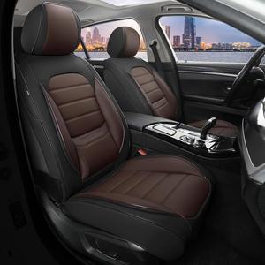 [미국배송] 커버 엠파이어 카시트 풀 세트 5인승 자동차용 유니버설 가죽 시트 커버 방수 앞뒤 대부분의 세단 트럭 SUV 블랙앤브라운을 위한 통기성 자동차