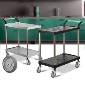 [골드스마일]플라스틱 PP 2단 특대 회색바퀴 웨곤 무빙카트 써빙카 이동식트레이