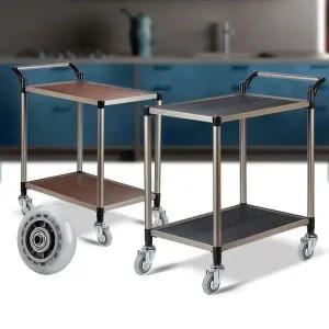 [골드스마일]월넛우드 2단 대 무소음바퀴 써빙카 주방카트 트롤리 이동식트레이