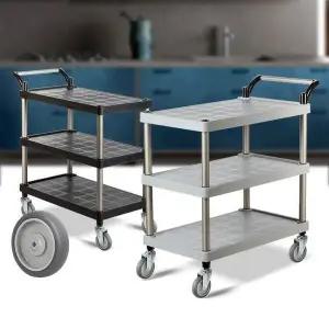 플라스틱 PP 3단 대 회색바퀴 무빙카트 주방트롤리 카 이동식트레이