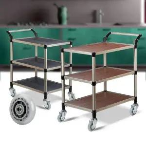 월넛우드 3단 특대 무소음바퀴 웨건 트롤리 주방카트 이동식트레이