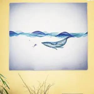 고래 패브릭 포스터 대형 L 욕실