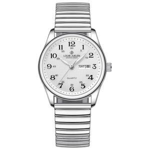 고사사 쉽게 읽을 수 있는 시니어용 쿼츠 시계, 큰 숫자, 달력, 30m 방수, 발광, 여성용 남성용 스테인리스 스틸 손목시계