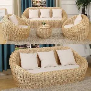 소파 삼인 원형 블 실내 세트 라탄 카페 복고풍 등나무