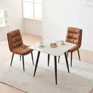 뉴브 세라믹 식탁 테이블 800 + 가죽 쿠션 체어 2개 DF928370