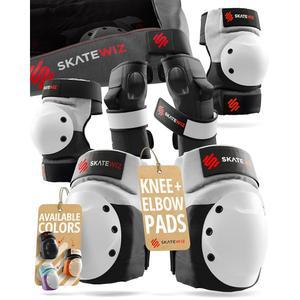 스케이트위즈 스케이팅 보호 장비 무릎 보호대, 팔꿈치 보호대 및 손목 [6pc] - 방패 롤러 스케이트, 인라인, 스케이트보드 독일에서 설계됨