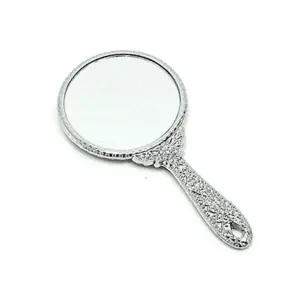 [하프클럽/]엔틱 공주풍 원형 손거울 소 1개 실버 휴대용손거울