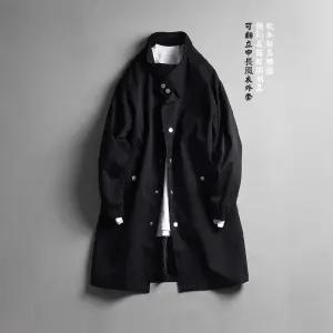 남성용 하프 가을 캐주얼 싱글 아이템 칼라 트렌디 슬림핏 오버사이즈 코트 차이나 트렌치 HT3