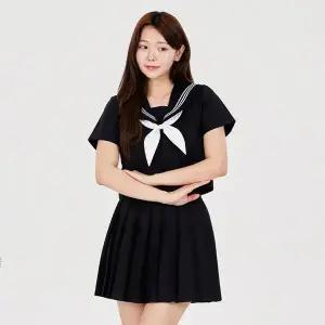 [콩심팥심]TBZ 블랙 마린셔츠 플리츠치마 세라복 세트(반팔) 교복 학