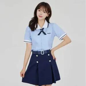 [에이치플러스몰]TBZ 스카이블루 반팔셔츠 블라우스 4버튼 버클치마 세라복