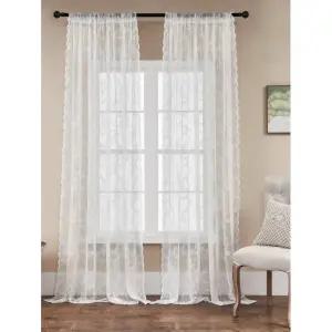 암막커튼 블라인드 1PC 라마단 화이트 레이스 스몰 꽃 커튼 문 봉 포켓