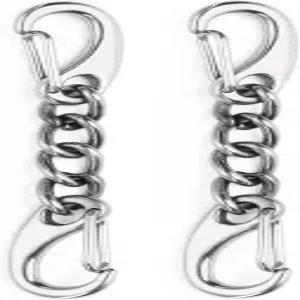 JIPIMON 메탈 도그 칼라 안전 클립 프롱 핀치 카라비너로 부드러운 리드를 위한 2팩 스테인리스 스틸 백업