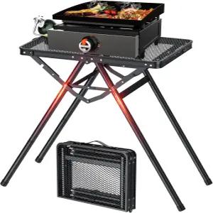 FUNYKICH 접이식 그릴 테이블 23.6x15.7인치 휴대용 금속 캠핑 테이블탑 핸들 포함