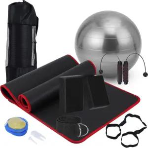 초보자를 위한 KXEXK 요가 매트 세트 휴대용 스트랩 포함 블록 2팩 볼 발목 풀러 11피스 키트 및 여성용