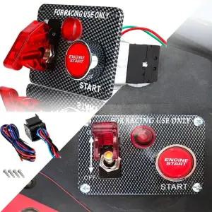 스타트모터 탄소 섬유 레이싱카 12V 점화 스위치 패널 엔진 시작 푸시 버튼 교체