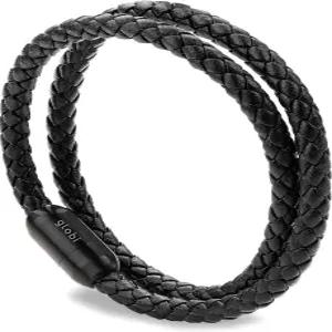 남성용 글로비 가죽 팔찌 남성/여성용 마그네틱 스테인리스 스틸 걸쇠가 있는 정품 랩 땋은 커프 뱅글