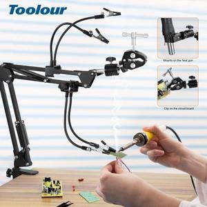 Toolour 조정 가능 360 뜨거운 공기 핸드 피스 건 홀더 PCB 4 유연한 암 납땜 수리 도구에 대한 도움 손