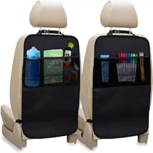 들 발을 위한 에코너 2팩 뒷좌석 보호기 포켓 정리함 2개 포함 프리미엄 방수 킥 매트 먼지 진흙 및