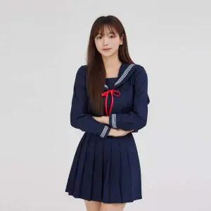 TBZ 교복몰 네이비 플리츠 세라복 세트 (긴팔) 일본교복