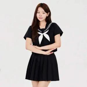 TBZ 블랙 마린셔츠 플리츠치마 세라복 세트(반팔) 교복 학