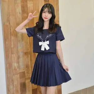 TBZ 교복몰 퓨어 리프 네이비 일본여고생 세라복 반팔