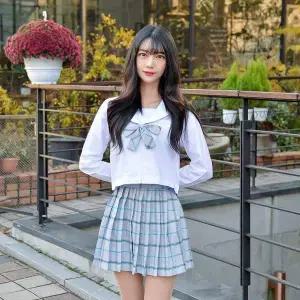 TBZ 교복몰 바람부는 하늘 체크 일본여고생 세라복 (긴팔)