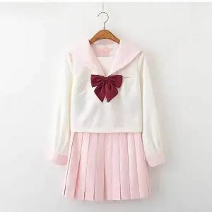 TBZ 교복몰 라이트 핑크 세라복 세트 (긴팔) 교복 유니폼