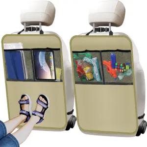 Zecirl 2 팩 킥 매트 뒷좌석 보호대 용 커버 자동차 SUV 미니밴 또는 트럭 시트용 포켓 수납 정리함 2개