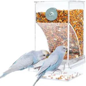 새 앵무새 모이통 노 메스 자동 케이지 디스펜서 음식 용기 소형 위한 씨앗 그릇 코카티엘 카나리아