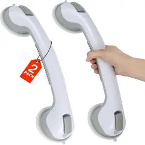 욕조와 샤워를 위한 그랩 바 튼튼한 핸들 2팩 16인치 흡입 컵 노인 및 장애인을 탈착식 목욕 난간 욕실