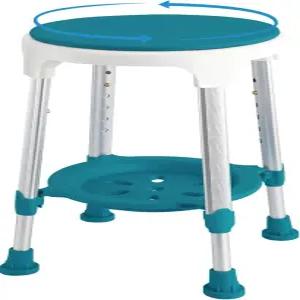 내부 샤워를 위한 KSITEX 의자 성인 노인을 작은 모서리 플라스틱 업그레이드 욕실용 360 회전 선반이 있는