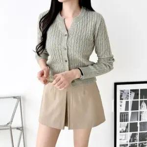 바넨스 하프 케이블 꽈배기 가디건울 니트 데일리간 겨울 절기 라운드넥 브이넥 카라