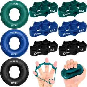 핏비스트 그립 근력 트레이너 핑거 운동기 팔뚝 강화기 9피스 키트 핸드 목표 및