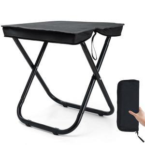 아웃플레 16인치 접이식 휴대용 캠핑 의자 헤비 듀티 350파운드 가방 경량 여행용 블랙