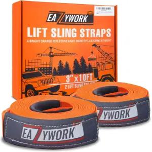 2팩 3 x10피트 초강력 트 슬링 스트랩 25 000파운드 파괴 하중 용량 헤비 듀티 팅 이동 트리 세이버 크레인
